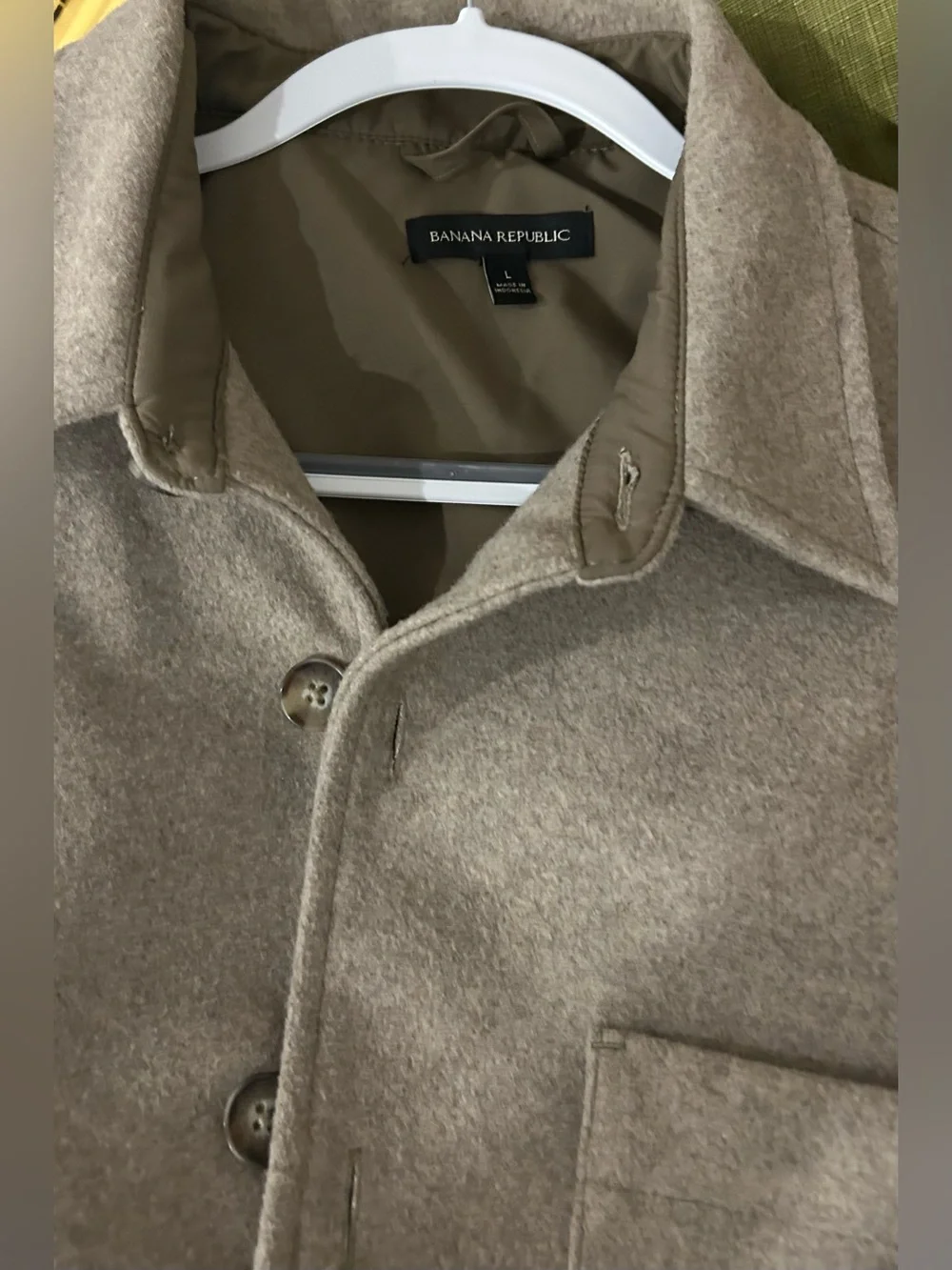 Banana Republic Men's Heritage Wool-Blend Shirt Jacket Shacket Taupe